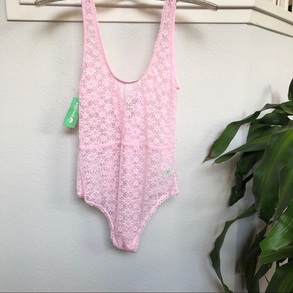 Honeydew Intimates Pink laced body suit size M - Picture 3 of 7